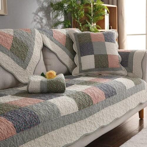 1 Pcs Sofa Cover Cotton Small Floral Plaid Printed Sofa Mat Slip-resistant Four Seasons Home Sofa Backrest Towels