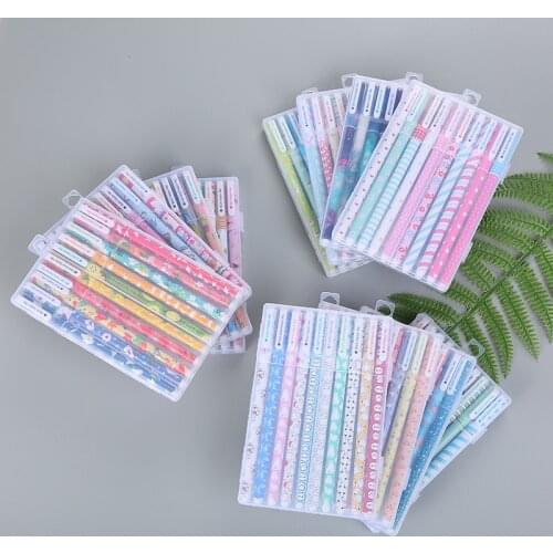 10pcs/set Creative Cute Color Gel Pen 0.38mm Black Ink Kawaii Gel Pen Set For School And Office Writing Stationery