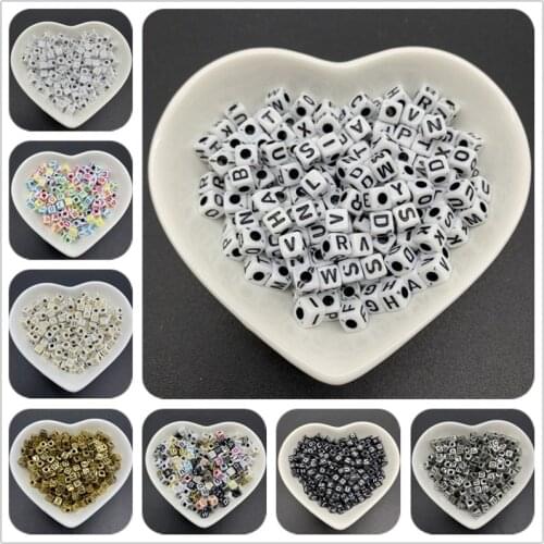 100pcs/Lot 5mm Letter Spaced Beads Square Shape Alphabet Letter Beads Charms Bracelet Necklace Beads For Jewelry Making