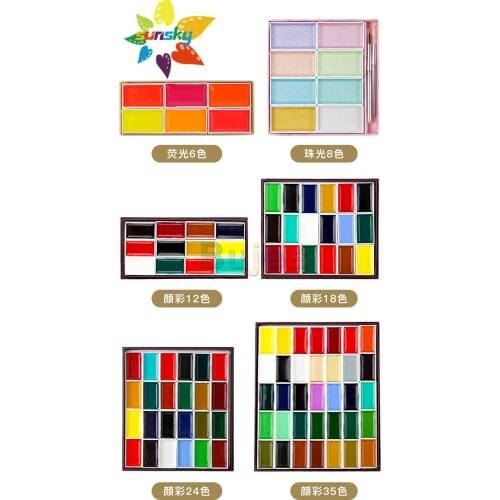 18 24 35 48 color OEM kissho gansai hand painting water color cake professtional artist water color pigment drawing fine art set