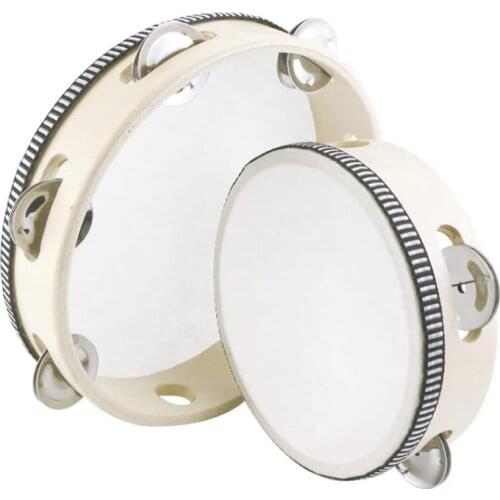 2 Pcs Handheld Tambourine Drum with Metal Jingle Bells,Musical Educational Instrument Toy for Kids Party KTV Dancing,Etc