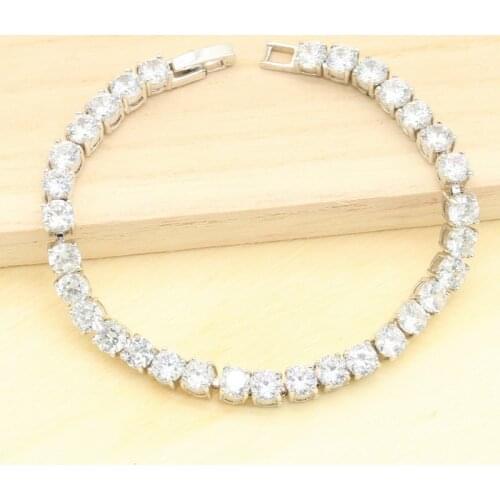 5 Colors Green Red Blue Zircon Silver Bracelet for Women Birthday Party Gift Inventory Clearance