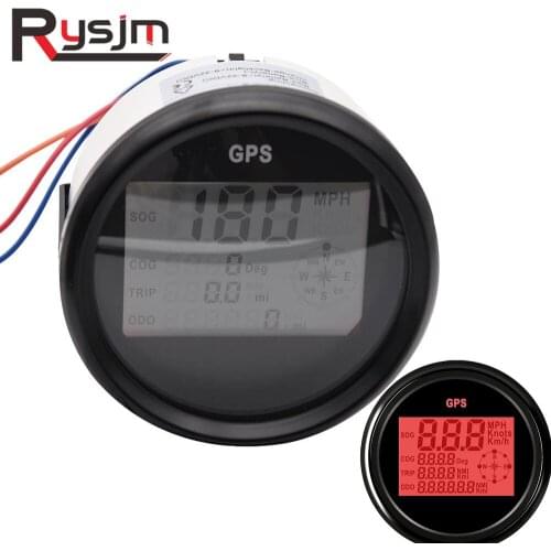 85mm GPS Speedometer + sensor LCD Digital Display Speedometers with Red Backlight Motorcycle Car Boat Odometer Waterproof 9-32V