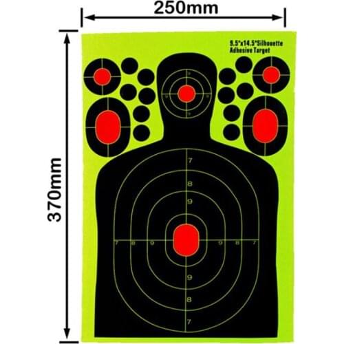 9.5x14.5 Inch Half-length Humanoid Shooting Target Paper Fluorescent Sticker 10pcs Hunting Training Targeting Splash Sticker