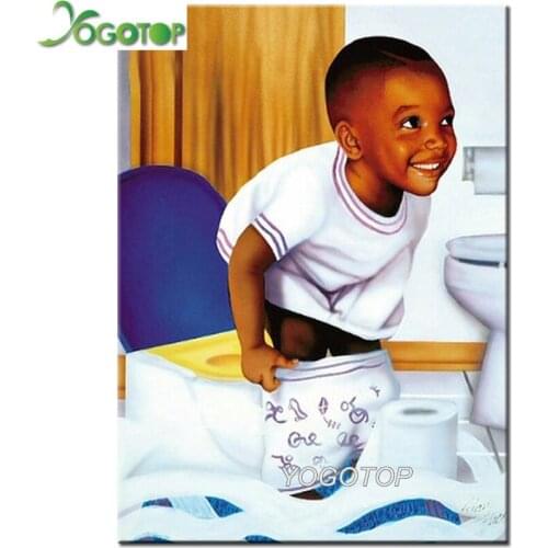 5D DIY Diamond Painting African Toilet little boy Full Square/Round Drill Rhinestone Embroidery Mosaic Kits WC decor YY2391