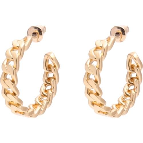 Badu Metal Hoop Earrings Weave Chain Earrings Gold Alloy Women Studs Fashion Jewelry Wholesale and Drop Shipping
