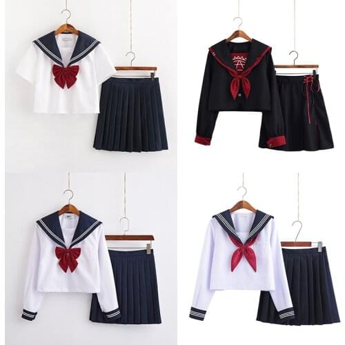 White School Dresses Lady Jk Uniforms Sailor Suit Anime Japanese School Uniform For Girls High School Students Pleated Skirt