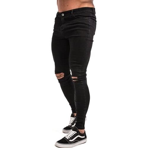 GINGTTO Jeans Men Skinny Jeans for Men 2020 Stretch Ripped Pants Streetwear Mens Denim Jeans Hommes Jeans Mens Skinny Jeans zm03