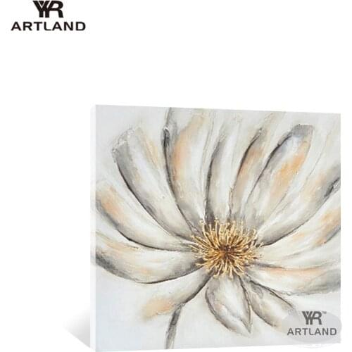 Impressionist still life big sunflowers gold foil picture for wall decoration Hand drawn canvas oil painting for living room