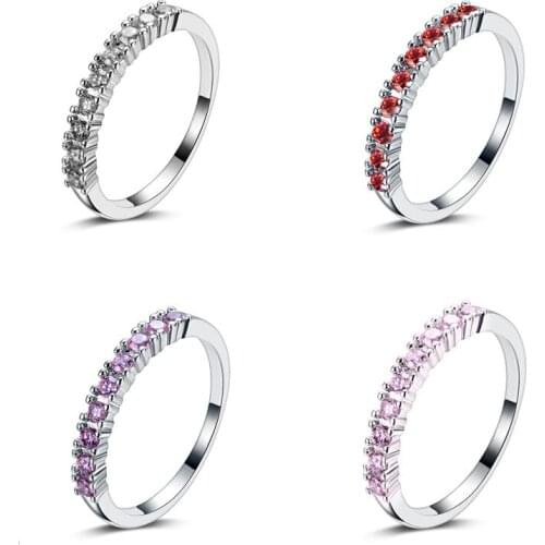Hot Sale Promotion New Fashion 4 Color Shiny Zircon 925 Sterling Silver Ladies' Wedding Finger Rings Jewelry Gift Drop Shipping