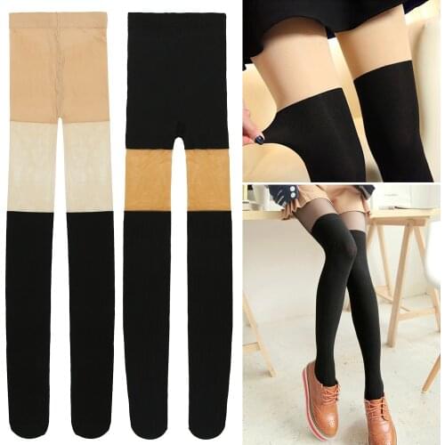 Women Spring Autumn Style Tights Black Twisted Knee Stockings Twisted Pantyhose Fake High Knee Tights Female Cute Tights
