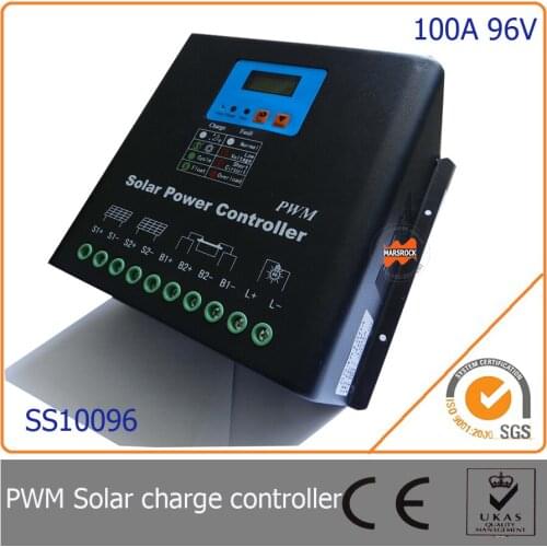 100A 96V PWM Solar Charge Controller with LED&LCD Display, Auto-Identification Voltage, MCU design with excellent performance