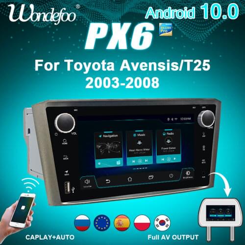 DSP IPS 4G 64G 8CORE Android 10 Car navigation For Toyota Avensis T25 2002-2008 GPS stereo audio radio no dvd player