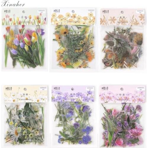 XINAHER 40pcs/lot PET Flower Series Decoration Stickers Decorative Stationary Scrapbooking Gift Girl School Supplies