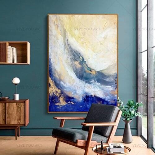 100％ Handmade New Gold Foil Decor Oil painting Modern Abstract Canvas Art Paintings Wall Pictures For Living Room Frameless