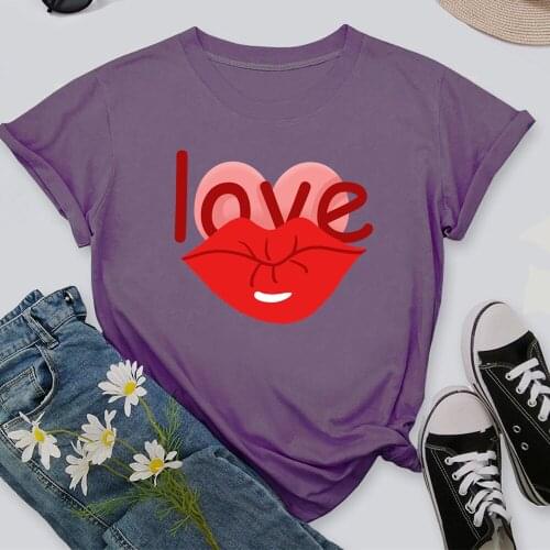 New lips 2021 Women Casual Harajuku Fashion T-shirt Print O-neck Short Sleeve Elastic Stretched Tee Shirt XK00016