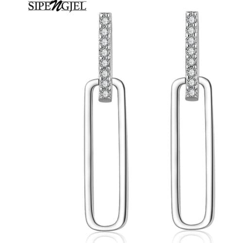 New Fashion Cubic Zircon Geometric Drop Dangle Earrings Hollow Long Hanging Earrings For Women Jewelry Pendientes Mujer Moda
