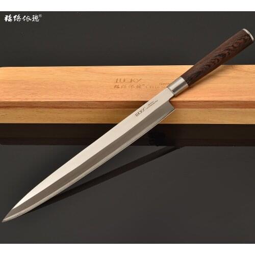 10.5inch Sashimi Sushi Knife Germany 1.4116 Stainless Steel Japanese Left Hand Fish Filleting Yanagiba Knife Wenge Handle 11.2GW