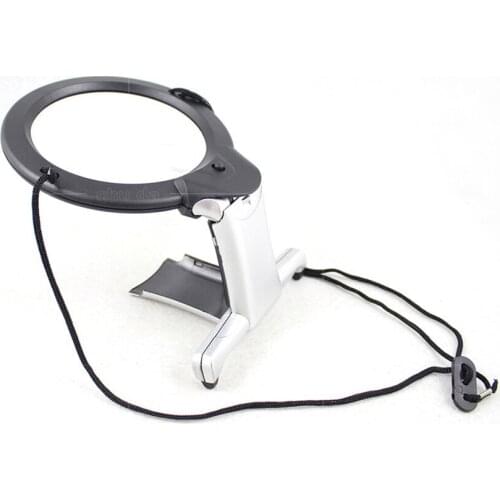 Plastic Acrylic Lens Neck Hanging/Desktop 2X 6X LED Magnifier Elderly Reading/Seniors Sewing Assistant/Jewelry Appreciation