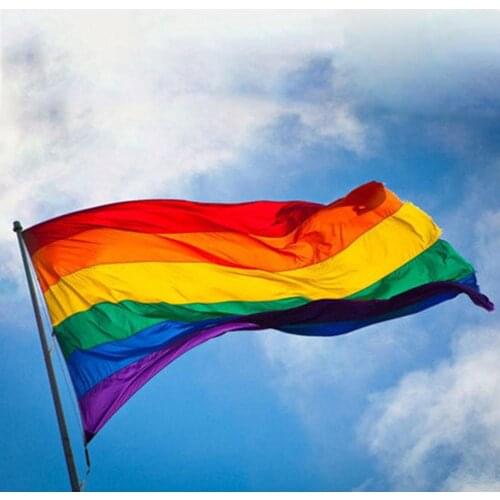 90*150cm Rainbow Flag Polyester Fibre Huge Gift Large LGBT Rainbow Gay Pride Flag For Parties Celebrations Homes Decoration