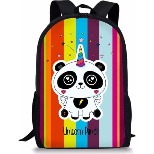 Childrens Backpack Panda Colorful Unicorn Pattern Students School Bags Teenagers Book-Bag Mochila Womens Travel Bag