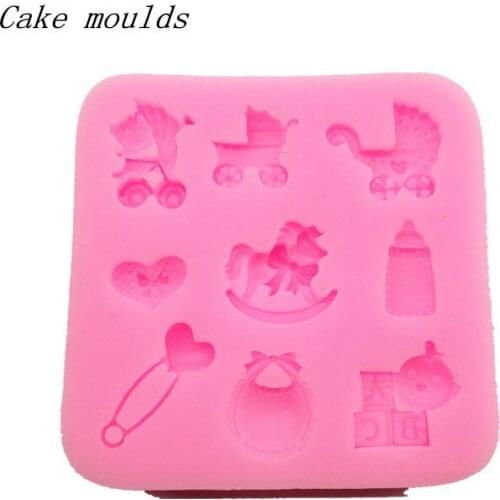 Silicone mold K017 Bottle baby carriage horse shape resin flower mold Decoration Fondant cake mold