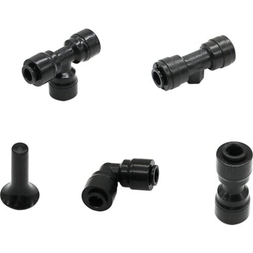 Garden Irrigation System 1/4" Port Slip-lock Quick Connector Tee Elbow Straight Adapter End Plug Water Pipe Purifier Joint 5 Pcs