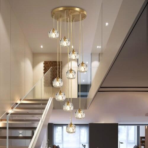 Nordic gold modern chandelier kitchen led bedroom bedside modern crystal lustre restaurant luxury round dining chandelier