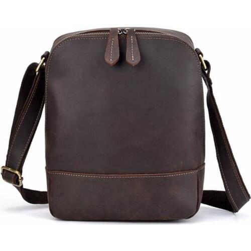 Men Vintage Crazy Horse Cowhide Cross Body Bags Men Messenger Briefcase Brand Trend Vertical High Quality Sling Shoulder Bag