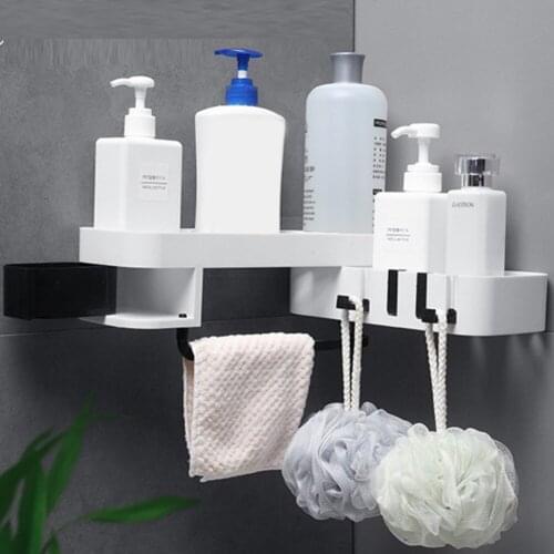 Corner 2-layer storage rack perforation-free wall suction rotating rack household kitchen bathroom storage tool accessories