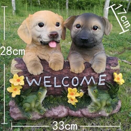 Outdoor Cute Resin Dog Figurines Crafts Villa Garden Ornaments Decoration Courtyard Park Welcome Card Simulation Animals Statue