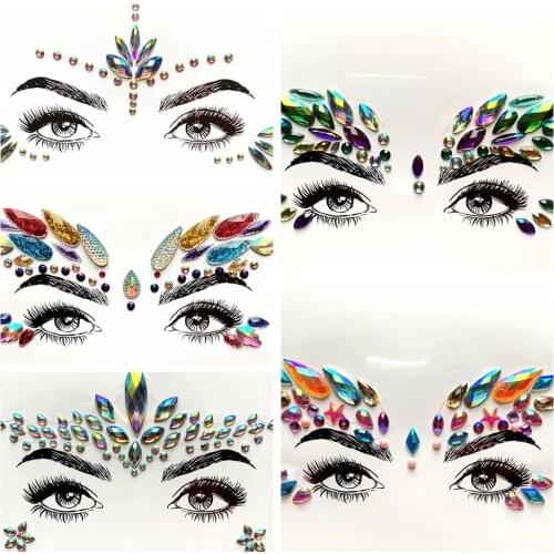 For Festival Party Diamond Eye Sticker Flash Glitter Face Jewels Ornament Paste Tribal Style Handpicked Face Decoration Body Art