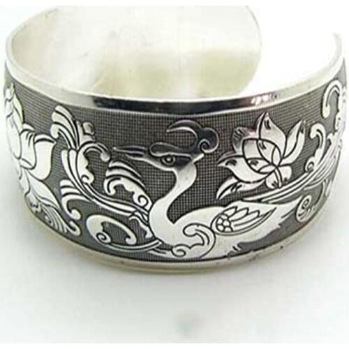 Vintage Tibetan Cuff Bangle Carved Open Wide Bracelet Jewelry Antique Bohemian Bangle For Women Men Retro Fashion New