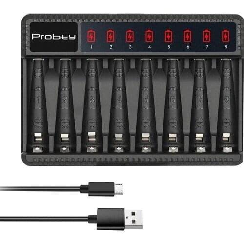 New LCD Display 8 Slots Charger for AA AAA Ni-MH Ni-Cd rechargeable batteries Remote control Speaker Machine