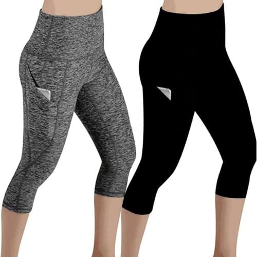 2021 Female 3/4 Sporting Leggings Side Pockets Design Slim Leggings Female Casual Push Up Sporting Fitness High Waist Leggings