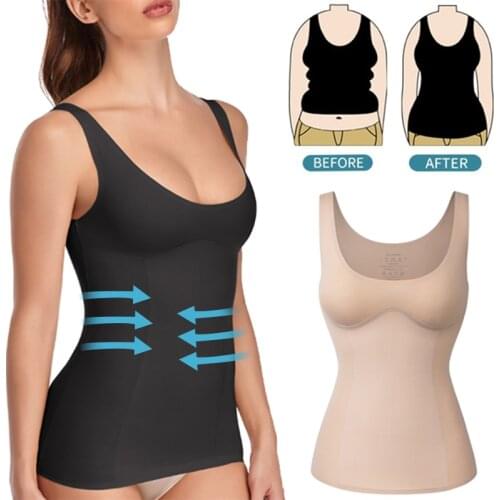 Womens Wasit Trainer Tummy Control Shapewear Tank Tops Seamless Invisible Body Shaper Compression Top Slimming Underwear