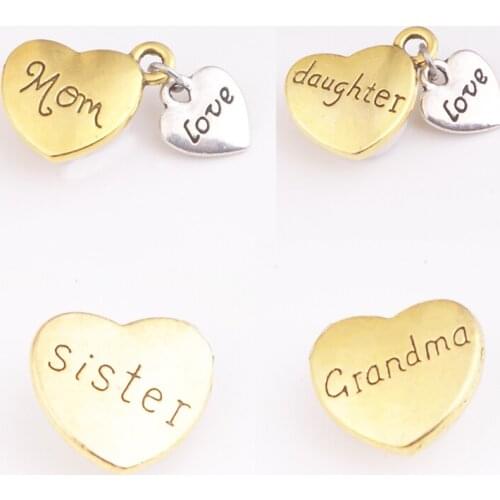 LOVE MOM SISTER GRANDMA DAUGHTER 12mm gold metal snap button diy jewelry MS3212