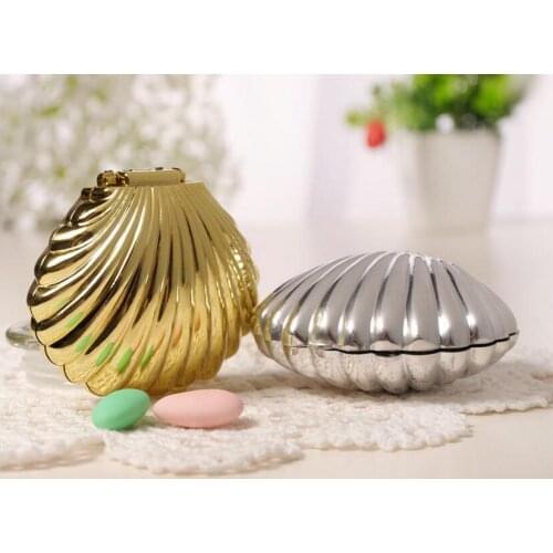 12pcs Simulation plastic shell gold and silver candy box open and small objects receive creative wedding gift box wedding gift