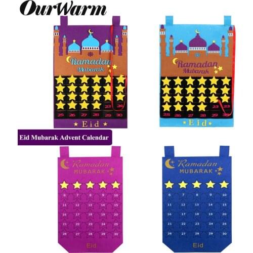 2021 Newest Eid Mubarak 30days Advent Calendar Hanging Felt Countdown Calendar for Kids Gifts Ramadan Party Decorations Supplies