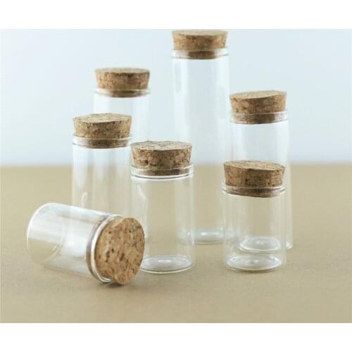 24PCS 30mm Diameter In Vitro Glass Botttle Mini Sub Jars Cork Crafts Jars DIY Wishing Bottles Travel Glass Jars