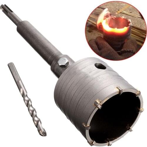 4Pcs/set 65mm Concrete Drill Bit Wall Hole Saw Cutter Set Brick Cement Stone 200mm Rod