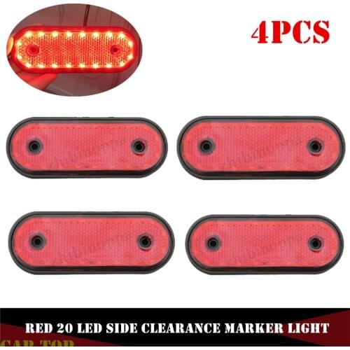 4PCS Waterproof Side Marker Light Turn Signal Lights 24v LED Lights 20 LED Sealed Reflective Red LED Marker Lights For Trailers