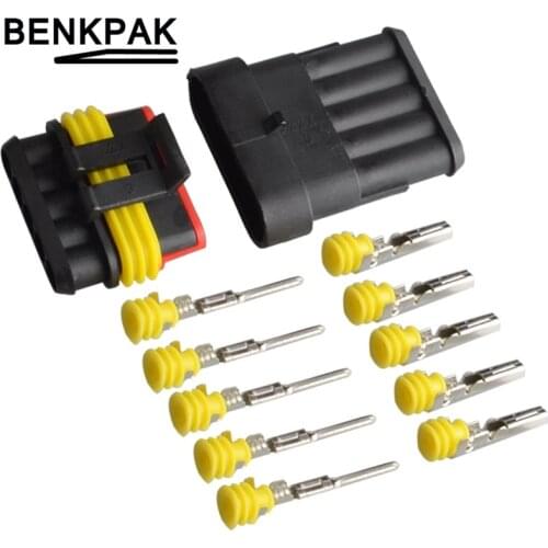 5 sets 5P auto connector waterproof automotive Wire Connector Plug 5 Pins Electrical Car Motorcycle HID