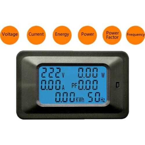 6 IN 1 Digital AC 20A 100A Voltage Energy Meter Voltmeter Ammeter Power Current Panel Watt Combo Indicator 110V 220V LCD