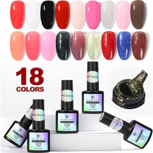 8ml Varnish Soak Off UV LED Gels Nail Polish Hybrid Lacquer Nail Art Glitter Manicure gel 18 color