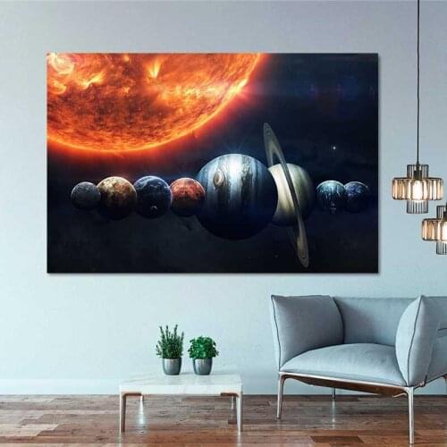 Mars Spacecraft Astronaut Satellite Canvas Posters and Prints Moon Space Orbits Earth Painting Wall Pictures for Living Room Art