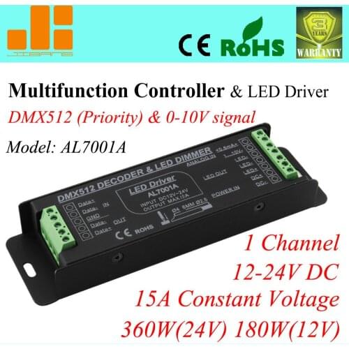 Free Shipping Top Selling Multifunctional pwm driver, DMX dimmable drive & 0-10V dimmable, 1CH LED driver 15A 380W pn:AL7001A