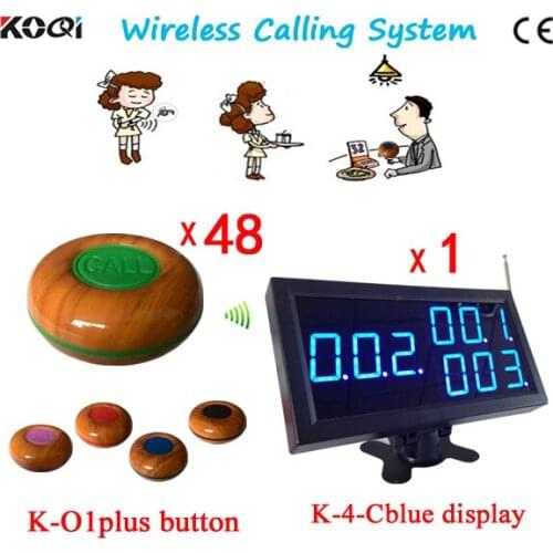 Wireless Call Button Restaurant Table Numbers K-4-Cblue+K-O1plus-green Wireless Transmission System