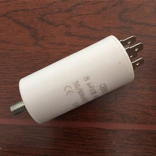 CBB60 AC 450V 8uF 5% 50/60Hz Washing Machine CBB60 Nonpolar Motor Running Capacitor 8mm Thread
