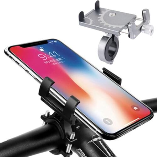 Aluminum Alloy Bicycle Phone Holder Stand Bike Motorcycle Handlebar Mount with Three-jaw locking stable mobile phone holder